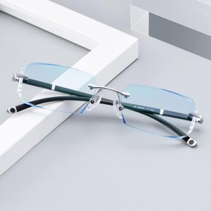 Fashionable Diamond Cut Rimless Glasses for Men and Women, Eyeglasses Frame