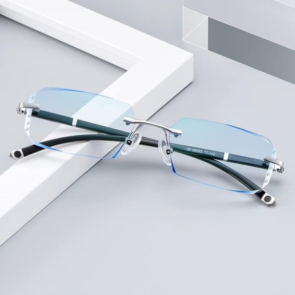 Fashionable Diamond Cut Rimless Glasses for Men and Women, Eyeglasses Frame