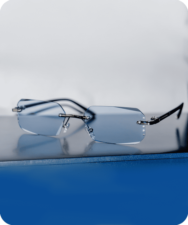 Fashionable Diamond Cut Rimless Glasses for Men and Women, Eyeglasses Frame - Image 3